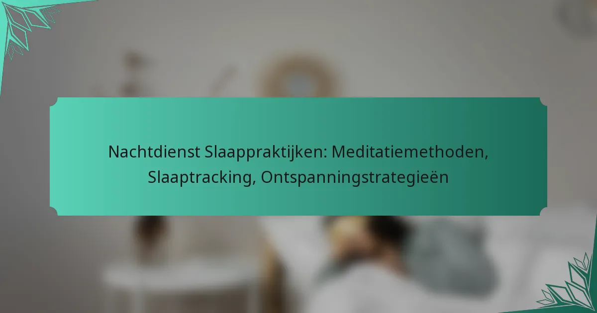 Nachtdienst Slaappraktijken: Meditatiemethoden, Slaaptracking, Ontspanningstrategieën