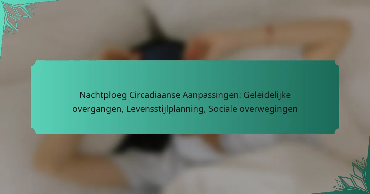 Nachtploeg Circadiaanse Aanpassingen: Geleidelijke overgangen, Levensstijlplanning, Sociale overwegingen
