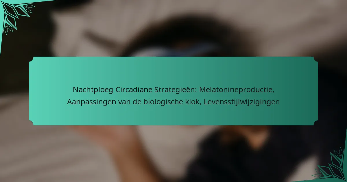 Nachtploeg Circadiane Strategieën: Melatonineproductie, Aanpassingen van de biologische klok, Levensstijlwijzigingen