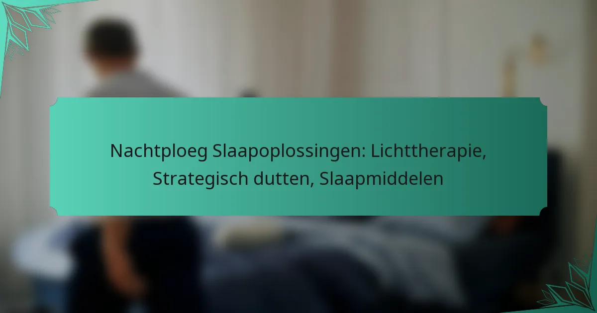Nachtploeg Slaapoplossingen: Lichttherapie, Strategisch dutten, Slaapmiddelen