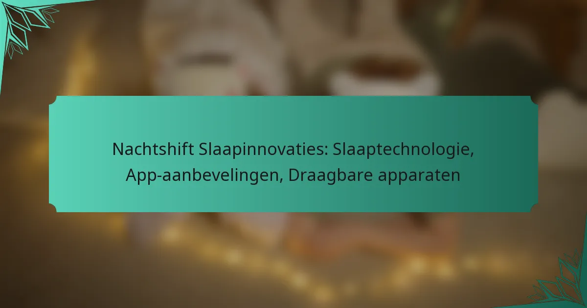 Nachtshift Slaapinnovaties: Slaaptechnologie, App-aanbevelingen, Draagbare apparaten