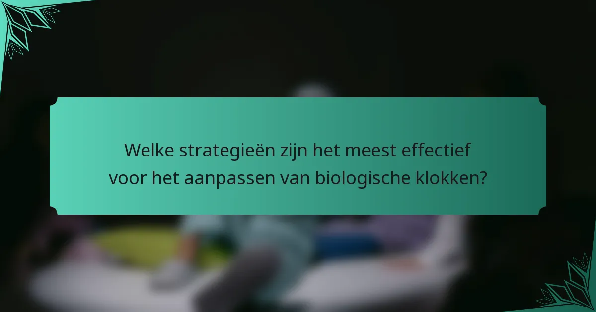 Welke strategieën zijn het meest effectief voor het aanpassen van biologische klokken?